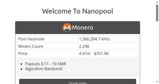 Screenshot of nanopool.org