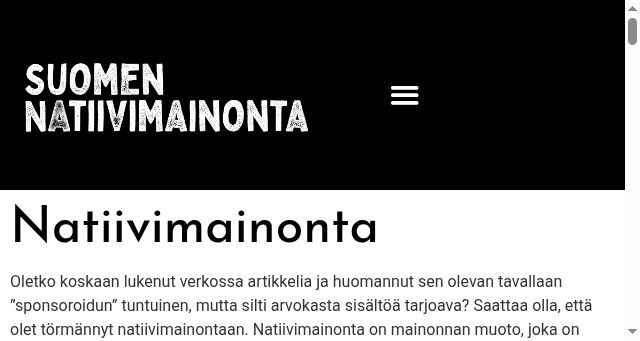 Screenshot of natiivimainonta.fi
