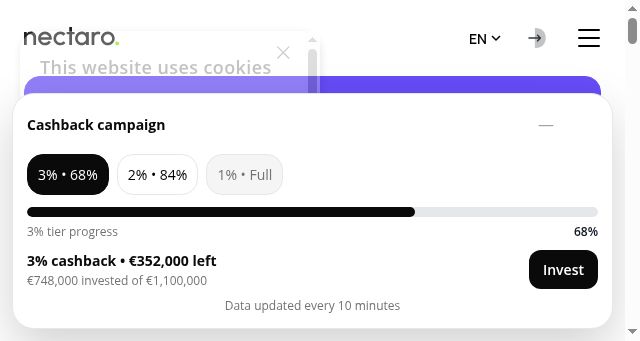 Screenshot of nectaro.eu