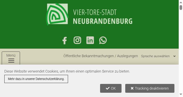Screenshot of neubrandenburg.de