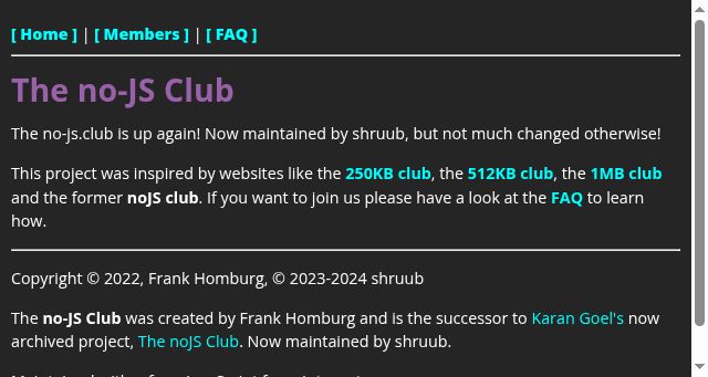 Screenshot of no-js.club