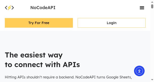 Screenshot of nocodeapi.com