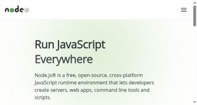 Screenshot of nodejs.org