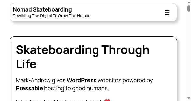 Screenshot of nomadskateboarding.blog