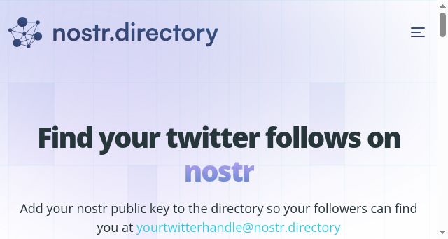 Screenshot of nostr.directory