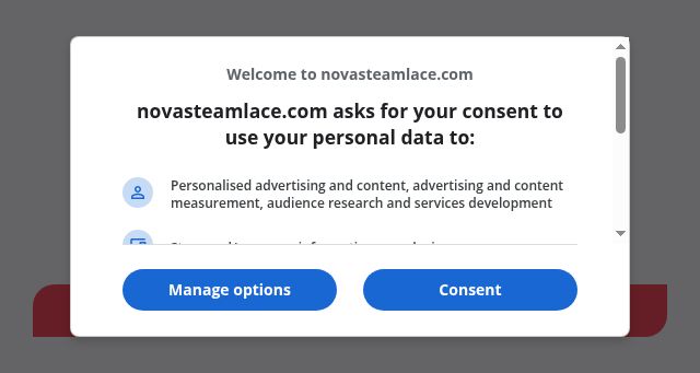 Screenshot of novasteamlace.com