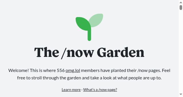 Screenshot of now.garden