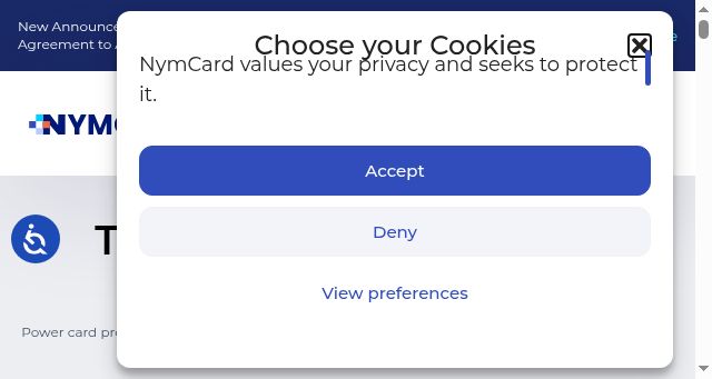 Screenshot of nymcard.com