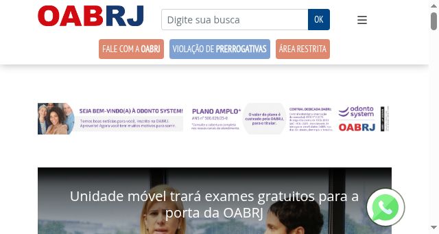 Screenshot of oabrj.org.br