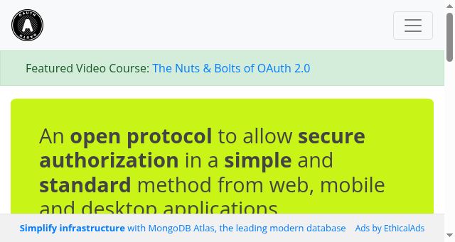 Screenshot of oauth.net
