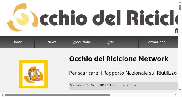 Screenshot of occhiodelriciclone.com