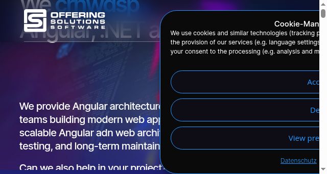 Screenshot of offering.solutions