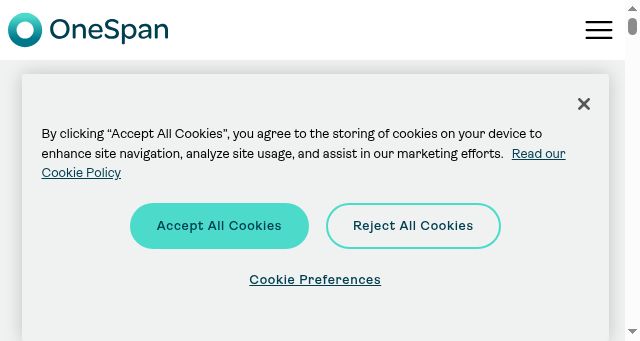 Screenshot of onespan.com