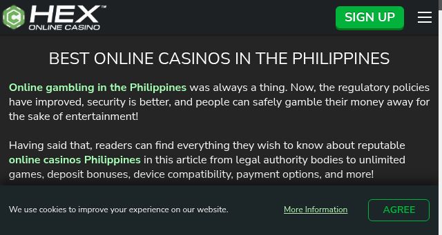 Screenshot of onlinecasinohex.ph