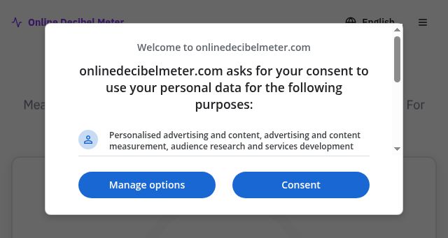 Screenshot of onlinedecibelmeter.com