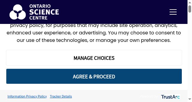 Screenshot of ontariosciencecentre.ca