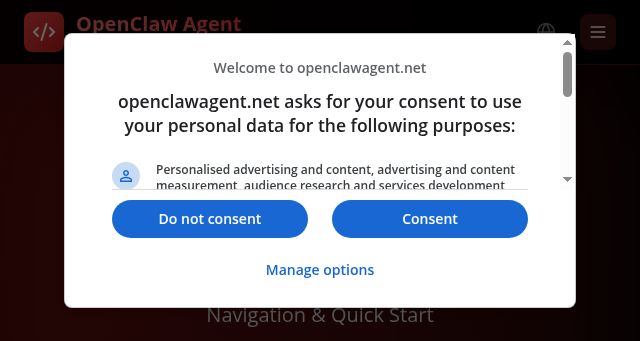 Screenshot of openclawagent.net