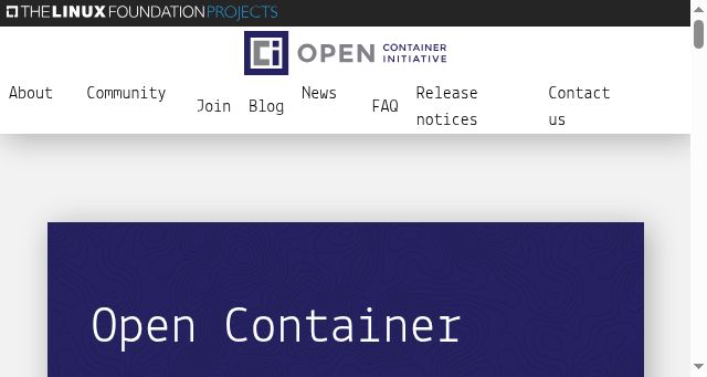 Screenshot of opencontainers.org