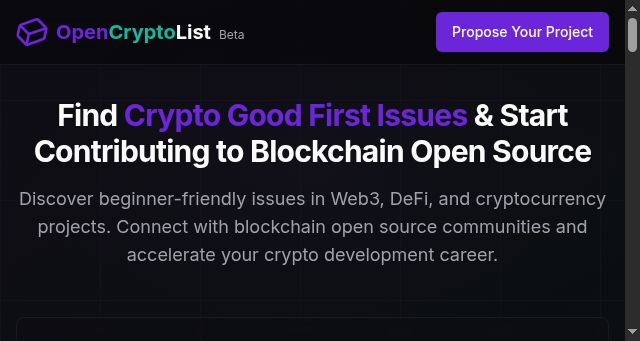 Screenshot of opencryptolist.xyz