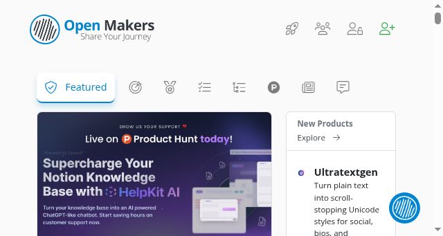 Screenshot of openmakers.io