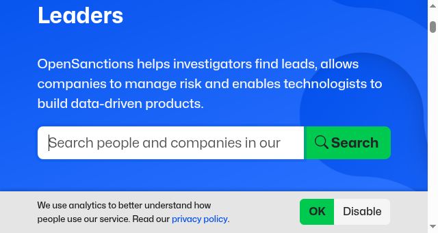 Screenshot of opensanctions.org