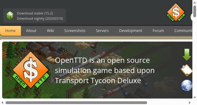 Screenshot of openttd.org