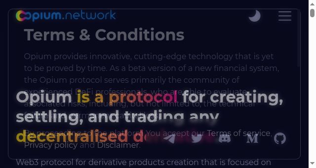 Screenshot of opium.network