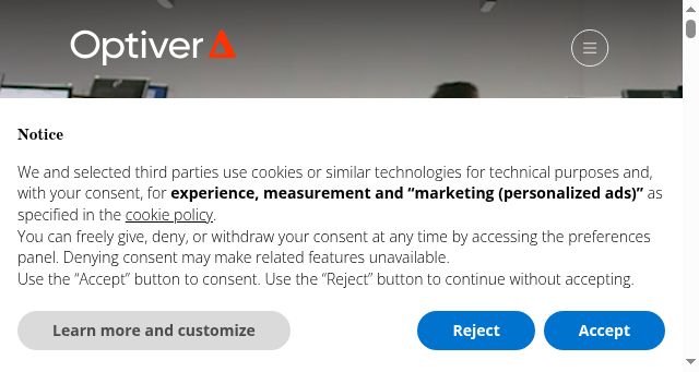 Screenshot of optiver.com