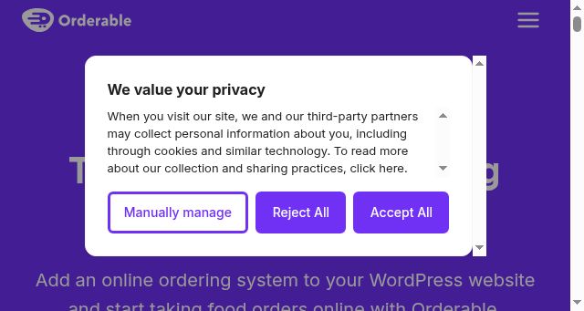 Screenshot of orderable.com