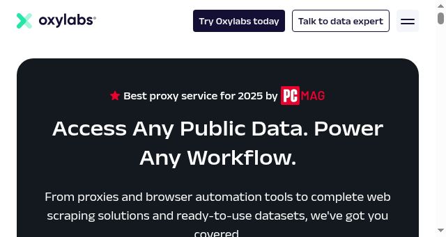 Screenshot of oxylabs.io