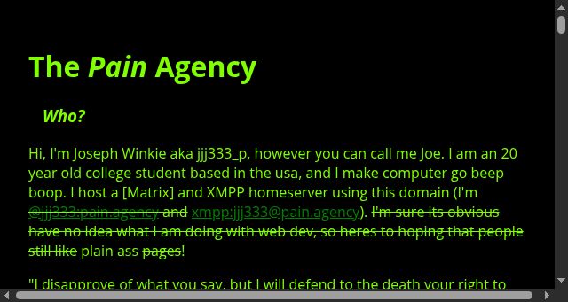 Screenshot of pain.agency