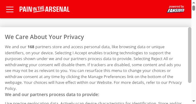 Screenshot of paininthearsenal.com