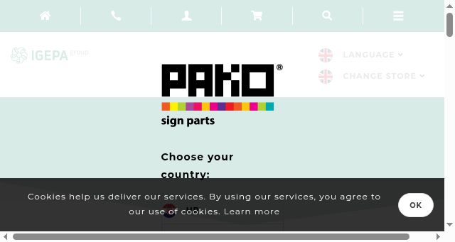 Screenshot of pakosignparts.com