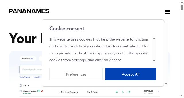 Screenshot of pananames.com
