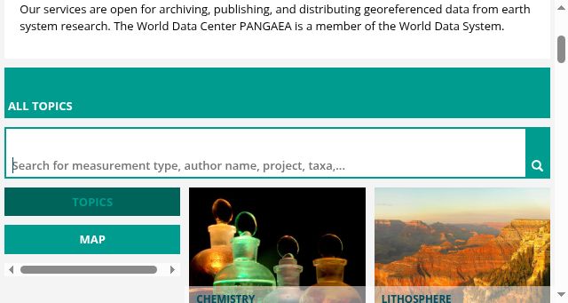 Screenshot of pangaea.de