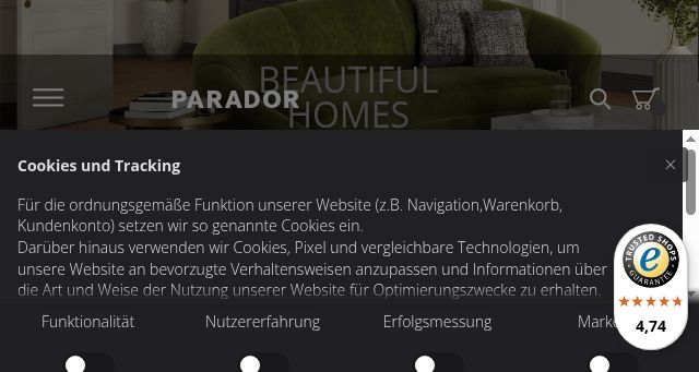 Screenshot of parador.de