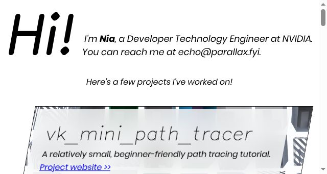 Screenshot of parallax.fyi