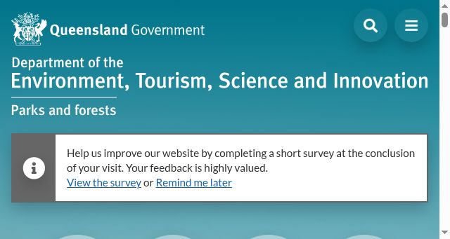 Screenshot of parks.qld.gov.au