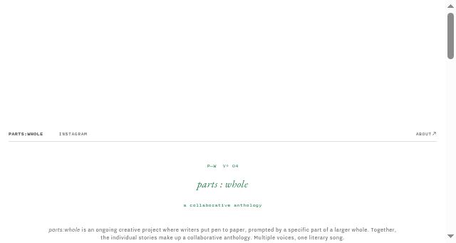 Screenshot of partswholeanthology.com