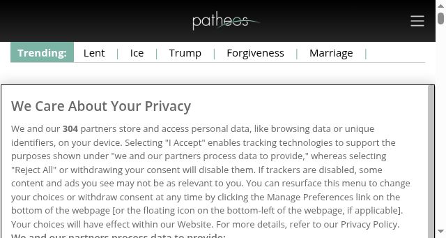 Screenshot of patheos.com