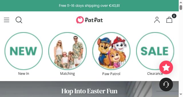Screenshot of patpat.com