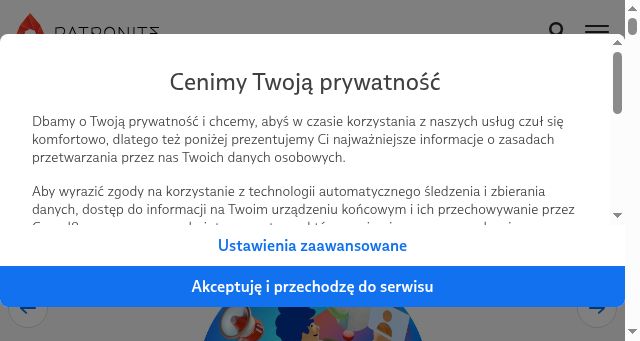 Screenshot of patronite.pl
