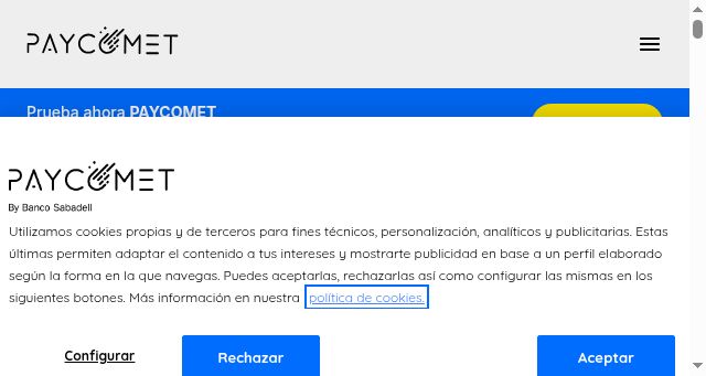 Screenshot of paycomet.com