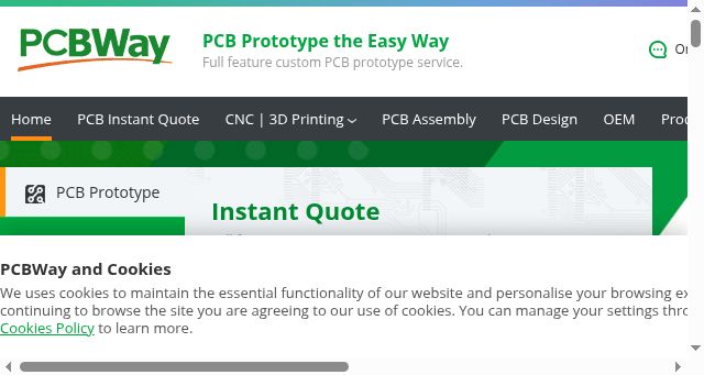 Screenshot of pcbway.com