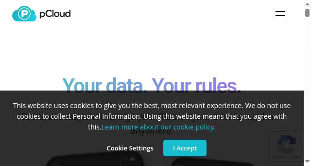 Screenshot of pcloud.com