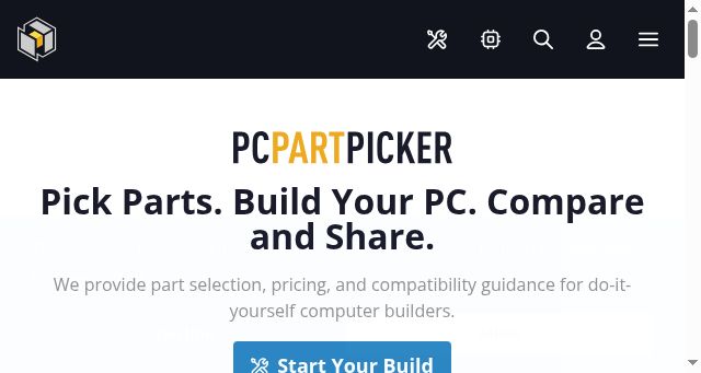Screenshot of pcpartpicker.com