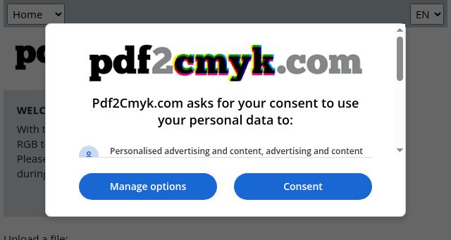 Screenshot of pdf2cmyk.com
