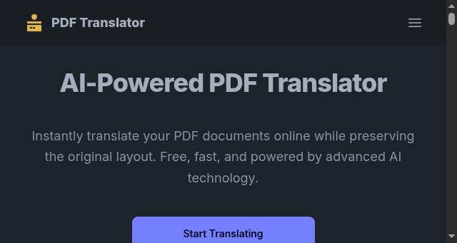 Screenshot of pdftranslator.online