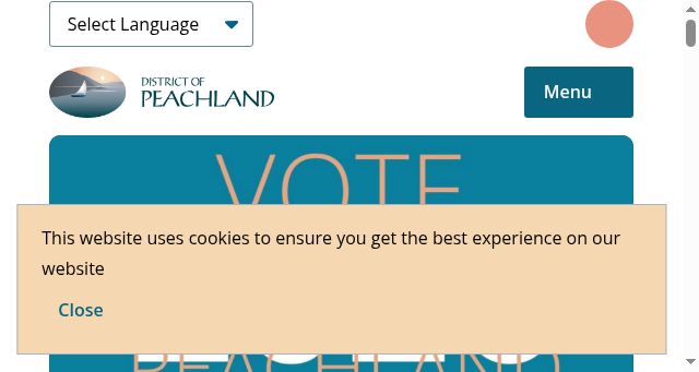 Screenshot of peachland.ca