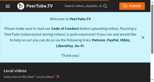 Screenshot of peertube.tv
